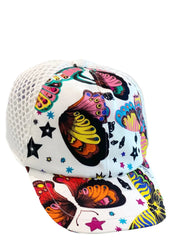 Satin Baseball Butterfly Print Hat