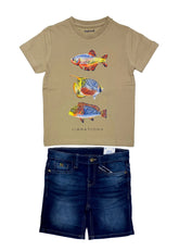 Mayoral Colored Fish Print Top and Short Set