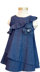 Ruffled Sleeveless Navy Blue Dress