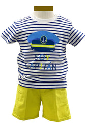Stripe Captain Print Top and Short Set