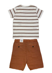 Mayoral Stripe Sailboat Print Top and Bermuda Set