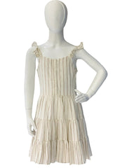 Gold Leather with Stripe Dress