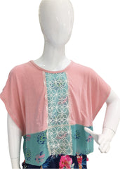 Bat Sleeve Multi-Color Mid Crop Top