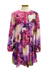 Roberto Cavalli Purple Floral Pleat Dress