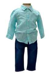 Button Down Linen Long Sleeve Shirt and Pants Set