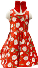 Red Sunflower Cross-back Dress Set