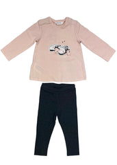 Mayoral Slip-on Embroidered Long Sleeve Top and Pants Set