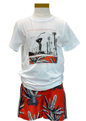 Skateboarding and Banana Plant Design Swimming Top and Short Set