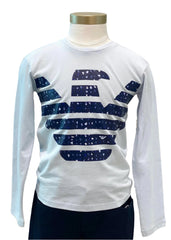 Stripe Eagle Logo Long Sleeve T-Shirt