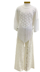 Ivory White Tarra Camelia Trouser Set