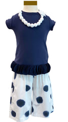 Navy Blue Spots Top and Trouser Set