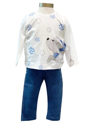 Puppy Pattern Print Top and Pants Set