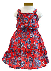 Strap Dress with Frenzy Leaves Design