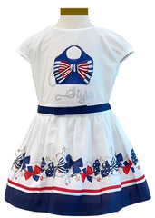 'Style' Ribbon Print Top and Skirt Set