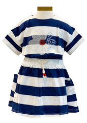 White Blue Stripe Cotton Dress