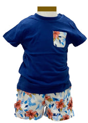 Hibiscus Printed Top and Swim Short Set