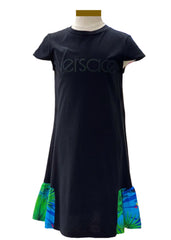 Black 'Versace' Embroidered Dress and Jungle Leaf