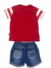 Mayoral Red Stripe Short Sleeve Top and Short Set