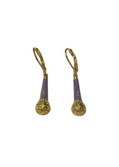 Purple Microphone Lever Back Earrings