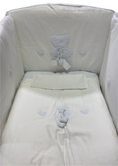 Bear Heart Embroidery with Stripe Pattern Bed Duvet