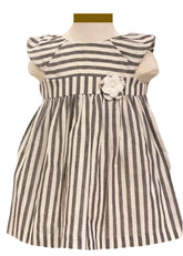 Striped Dress with Flower Applique