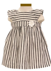 Striped Dress with Flower Applique