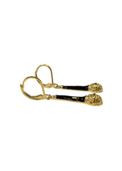 Black Microphone Lever back Earring