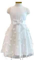 White Floral Feather Sleeveless Dress