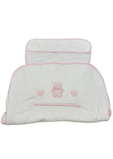 White Pink Hearts Bear Stroller Cover