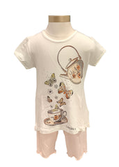 Butterflies and Teapots Pyjama Top and Short Set