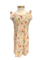 Peach Multi All Over Floral Print with Lace Night Dress
