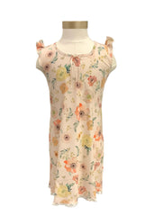 Peach Multi All Over Floral Print with Lace Night Dress