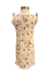 Peach Multi All Over Floral Print with Lace Night Dress