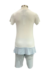 White Blue Pyjama Top and Short Set