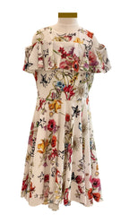 White Multi Floral Long Back Dress