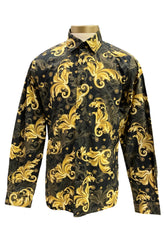 Black Yellow Versace Long Sleeves Shirt