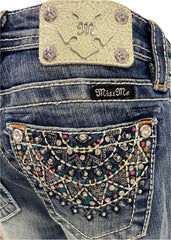 Faded Studded Cuffed Capri Quarter Pants