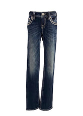 Embroidered Sequins and Studded Faded Pants