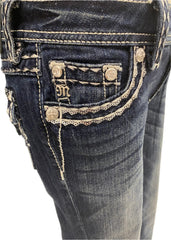 Embroidered Sequins and Studded Faded Pants