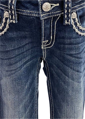 Embroidered Sequins and Studded Faded Pants