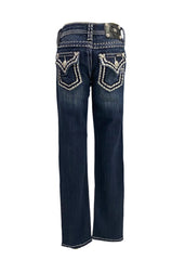 Embroidered Sequins and Studded Faded Pants