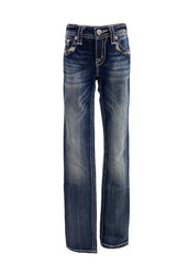 Med Wash Studded Rhinestone Pants