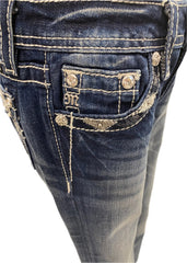 Med Wash Studded Rhinestone Pants