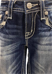 Med Wash Studded Rhinestone Pants