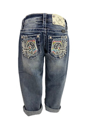 Multi Color Sequins Cuffed Capri Quarter Pants