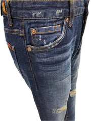 Blue Faded And Destroyed Skinny Jeans