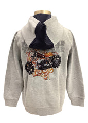 Navy Blue Gray Orange Big Bike Print Jacket