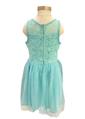 Embroidered Flower Sequins Mint Mesh Dress