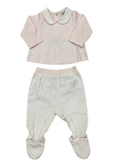 Pink Collared 2 Piece Top and Footed Bottom