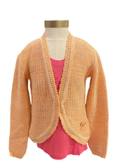 Orange Knitted Cropped Cardigan